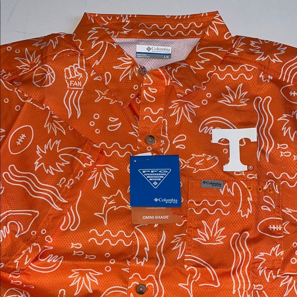 Columbia Tennessee Shirt Mens L Vols Super Slack Tide PFG  Print Fishing $65
